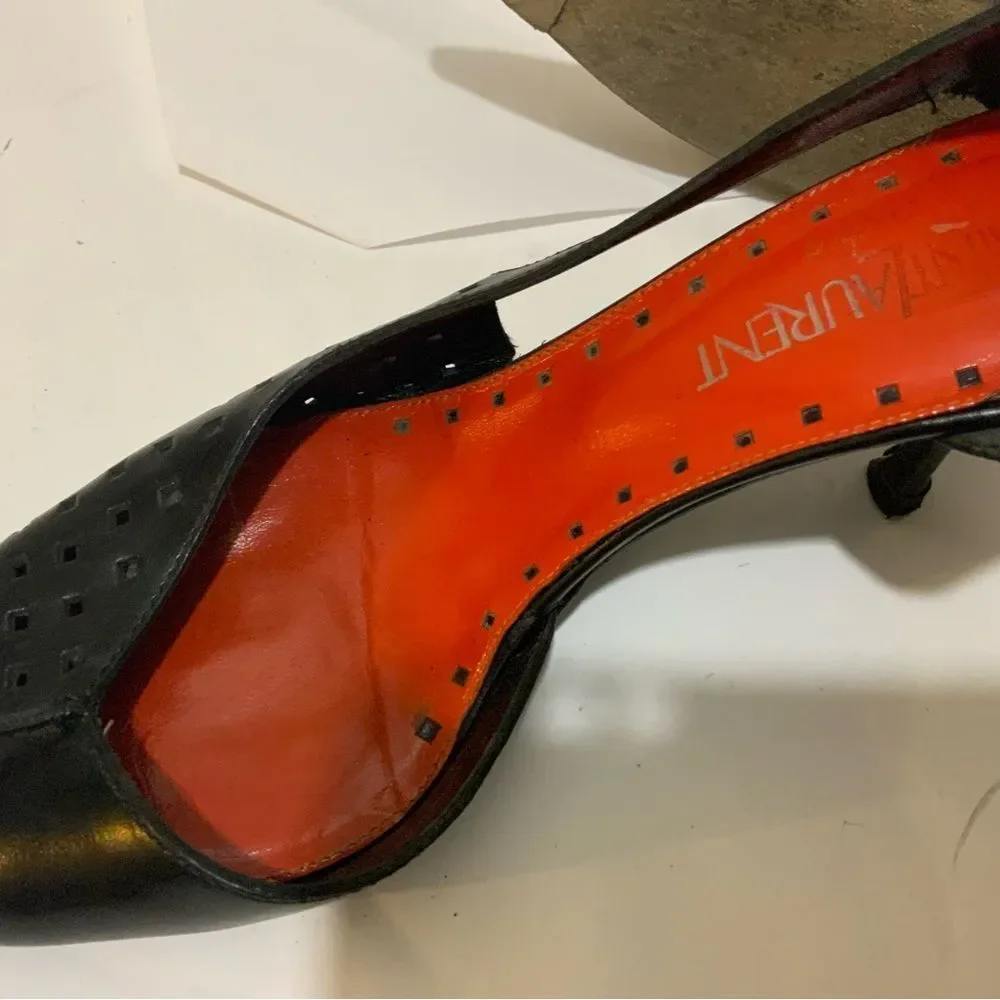 Saint Laurent black Perforated Leather D'orsay Pumps Size 39 - Picture 11 of 15